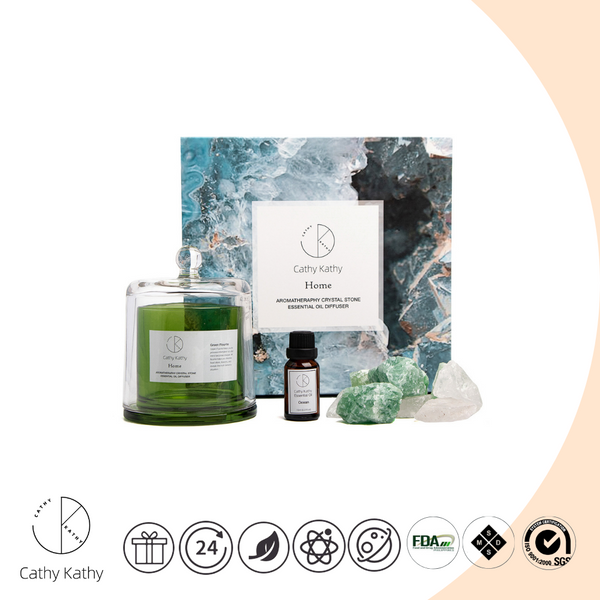 Green Fluorite Crystal Aromatherapy Diffuser with Ocean Essential Oil