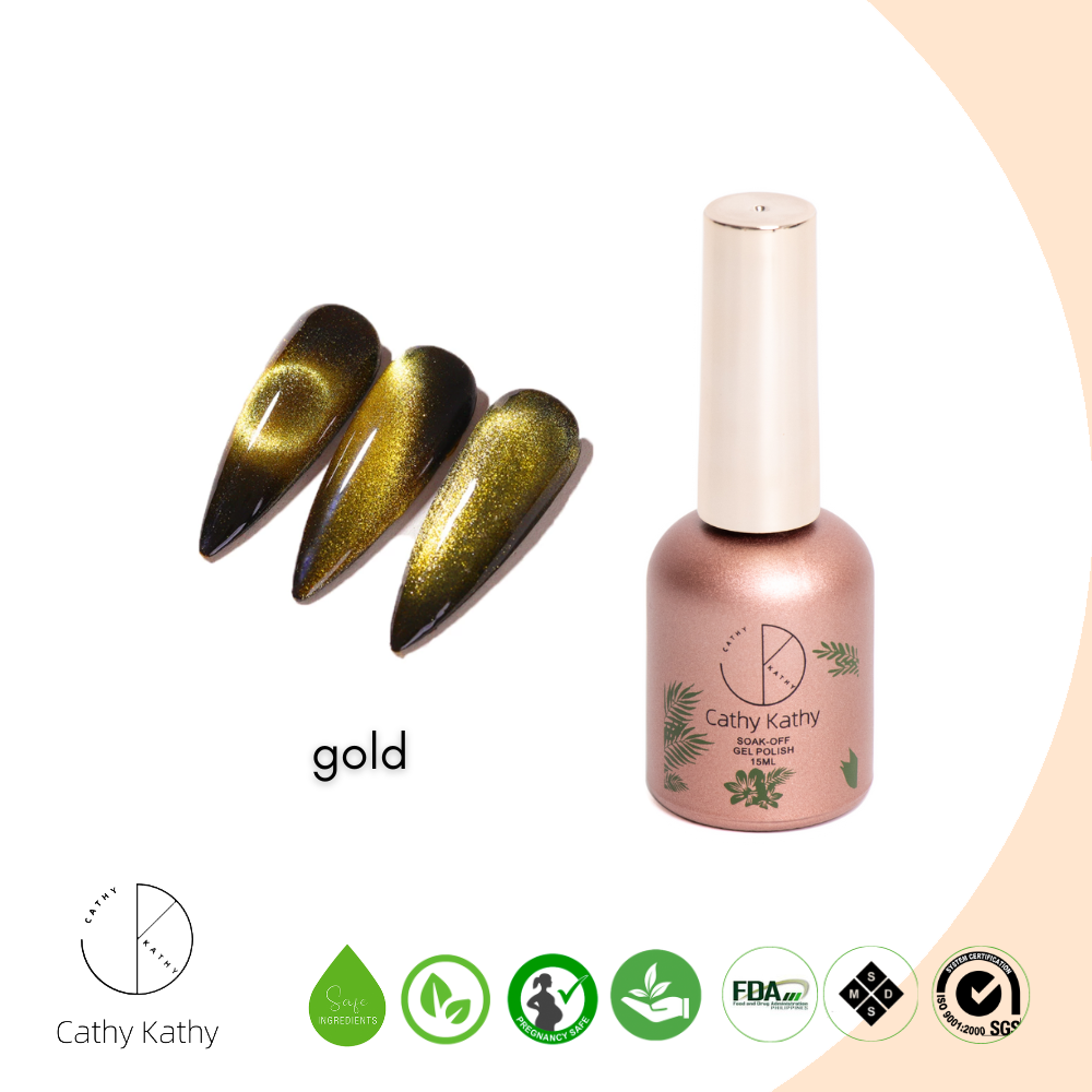 Rose Gold Cat Eye Gel Polish - Gold