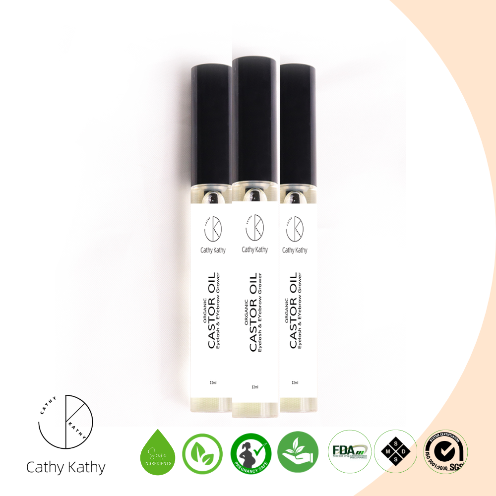Professional Organic Castor Oil in 12ml for Eyelash and Eyebrow Hair Grower