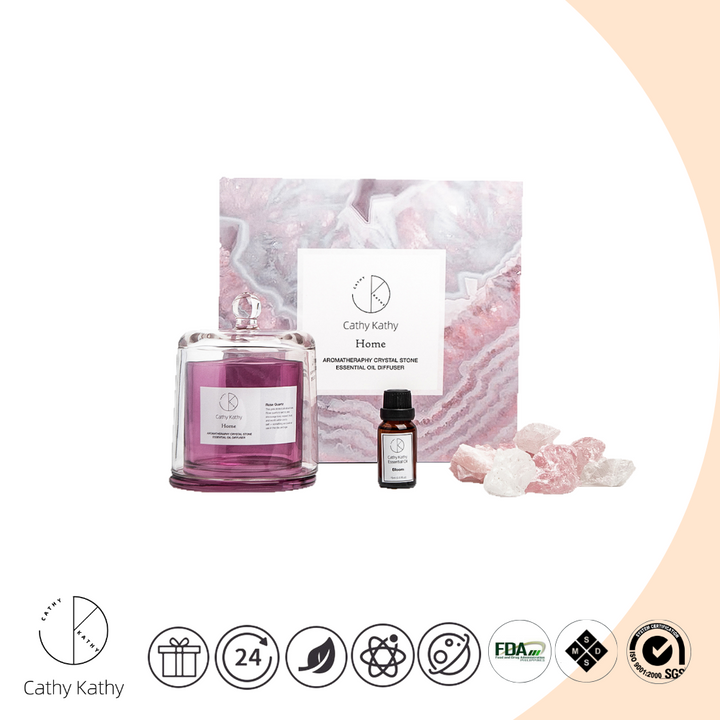 Rose Quartz Crystal Aromatherapy Diffuser with Bloom Essential Oil
